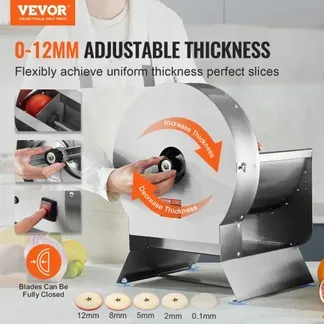 VEVOR Elektrischer Gemüsehobel, 0–12 mm Dicke, Einstellbare Kommerzielle Schneidemaschine, Lebensmittelschneider aus Edelstahl, Große Einfüllöffnung für Kartoffeln, Tomaten VEVOR Elektrischer Gemüsehobel, 0–12 mm Dicke, Einstellbare Kommerzielle Schneidemaschine, Lebensmittelschneider aus Edelstahl, Große Einfüllöffnung für Kartoffeln, Tomaten
