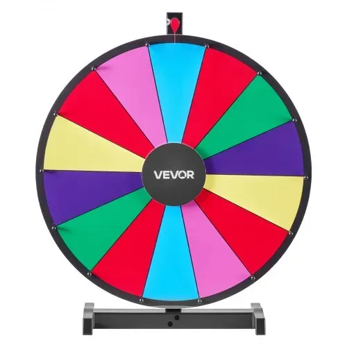 VEVOR Glücksrad Drehrad (61 cm) 14 Slots Glücksrad mit Ständer, Lotteriespiele Gewinn-Roulette mit Tafelschwamm & 2 Markern, 6 Farben, Spinning Prize Wheel ideal für Party Kneipe Messe – Bild 9