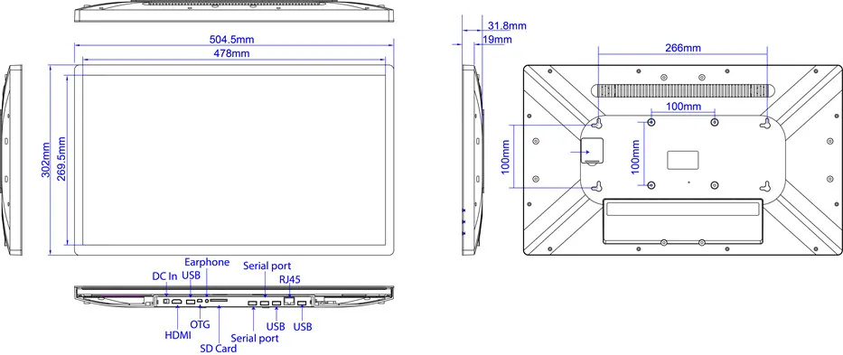 ALLNET Touch Display Tablet PoE 21 Zoll mit RK3399 Android 11, 4GB/16GB Pro-Series. Wifi AC – Bild 5