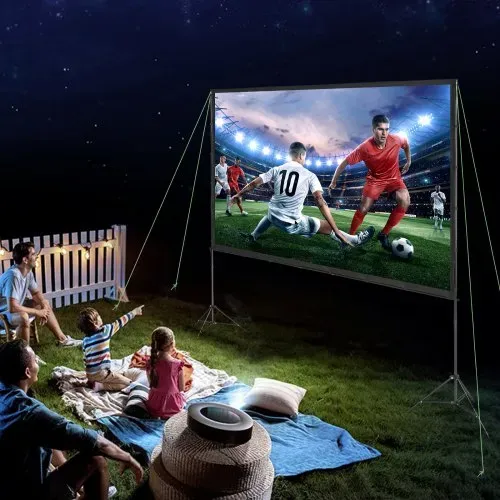VEVOR Projektion Beamer Leinwand mit Ständer 304,8 cm HD 4K Outdoor Indoor Projektor Screen Schnelles Klappbare Tragbare Filmleinwand 16: 9 für Heimkino, Camping und Freizeitveranstaltungen Schwarz – Bild 7