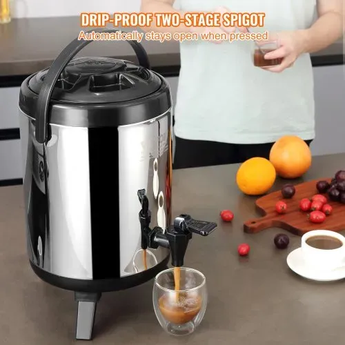 VEVOR Heiß- und Kaltgetränkespender Getränkespender 6 L, Edelstahl Heiß- und Kaltwasserbrunnen Großer Getränkespender mit Zapfen für Kaffee, Kalte Milch, Wasser, Saft usw. Isolierkanne 1-2 Personen – Bild 4