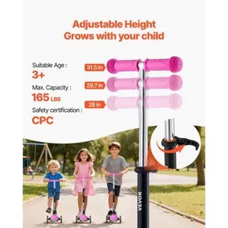 VEVOR Scooter (3 Räder) ab 3 Jahren, Cityroller Kinderroller mit leuchtenden Rädern & höhenverstellbarem Lenker & rutschfestem Deck & leichtem Aluminiumrahmen, Tretroller bis zu 75 kg, Pink VEVOR Scooter (3 Räder) ab 3 Jahren, Cityroller Kinderroller mit leuchtenden Rädern & höhenverstellbarem Lenker & rutschfestem Deck & leichtem Aluminiumrahmen, Tretroller bis zu 75 kg, Pink