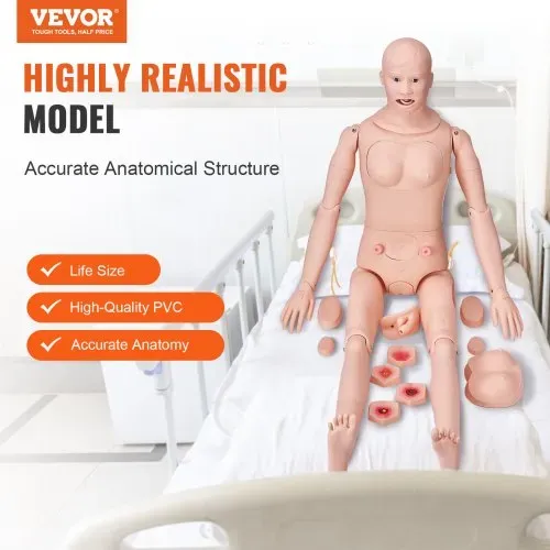 VEVOR Unisex Krankenpflege Übungspuppe Multifunktional Patientenversorgungssimulator 1750 x 440 x 230 mm, Multifunktionale Pflege Ausbildung Pflege-Trainingspuppe Gleichmäßige Skalenformen Übungspuppe VEVOR Unisex Krankenpflege Übungspuppe Multifunktional Patientenversorgungssimulator 1750 x 440 x 230 mm, Multifunktionale Pflege Ausbildung Pflege-Trainingspuppe Gleichmäßige Skalenformen Übungspuppe
