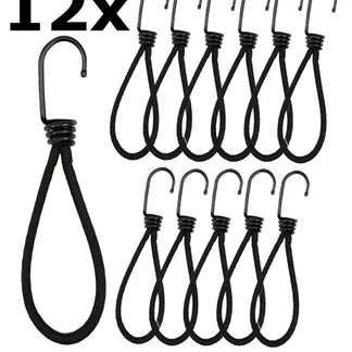 Spanngummi mit Haken, 12er Pack Extra stark, Länge 12cm, schwarz Spanngummi mit Haken, 12er Pack Extra stark, Länge 12cm, schwarz