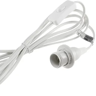 Netzkabel mit Schalter und E14 Fassung 1,4m + 2m lang, weiß Netzkabel mit Schalter und E14 Fassung 1,4m + 2m lang, weiß