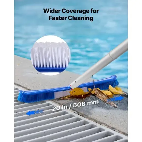VEVOR Reinigungsset für Pools inkl. 2 abnehmbaren Bürstenköpfen (51/14 cm) & 2 Pool-Skimmernetzen, Reinigungswerkzeugset für eingebaute/oberirdische Pools für Blätter, feines Netz, keine Stangen – Bild 4