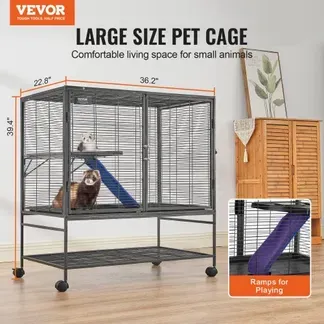 VEVOR 39″ rollender Frettchenkäfig aus Eisen, großer 2-stöckiger Critter Nation-Käfig, Kleintierkäfig mit Rampen und Tablett, einfach aufzubauen für Hausratten, Hamster, Meerschweinchen, Chinchillas VEVOR 39″ rollender Frettchenkäfig aus Eisen, großer 2-stöckiger Critter Nation-Käfig, Kleintierkäfig mit Rampen und Tablett, einfach aufzubauen für Hausratten, Hamster, Meerschweinchen, Chinchillas