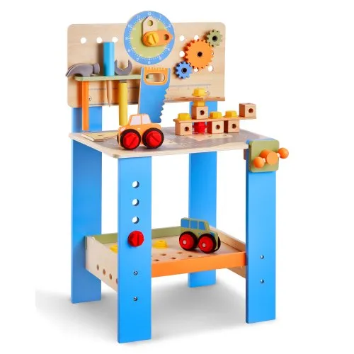 VEVOR Kinder Werkbank, 62-teilig, Holz-Werkzeugbank für Kinder ab 3 Jahren, Spielwerkzeuge Bauwerkzeuge mit realistischen Werkzeugen, Bauspielzeug-Set, kreatives und lehrreiches Konstruktionsspielzeug VEVOR Kinder Werkbank, 62-teilig, Holz-Werkzeugbank für Kinder ab 3 Jahren, Spielwerkzeuge Bauwerkzeuge mit realistischen Werkzeugen, Bauspielzeug-Set, kreatives und lehrreiches Konstruktionsspielzeug