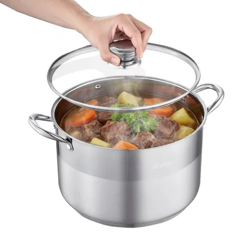 VEVOR Edelstahl Kochtopf 11,4 L Großer Suppentopf mit Glasdeckel Induktionsgeeignet Hochwertiger Nudeltopf PFOA-frei PFAS-frei für Gasherd Elektrokochfeld Ideal für Eintöpfe Pasta Familienportionen VEVOR Edelstahl Kochtopf 11,4 L Großer Suppentopf mit Glasdeckel Induktionsgeeignet Hochwertiger Nudeltopf PFOA-frei PFAS-frei für Gasherd Elektrokochfeld Ideal für Eintöpfe Pasta Familienportionen