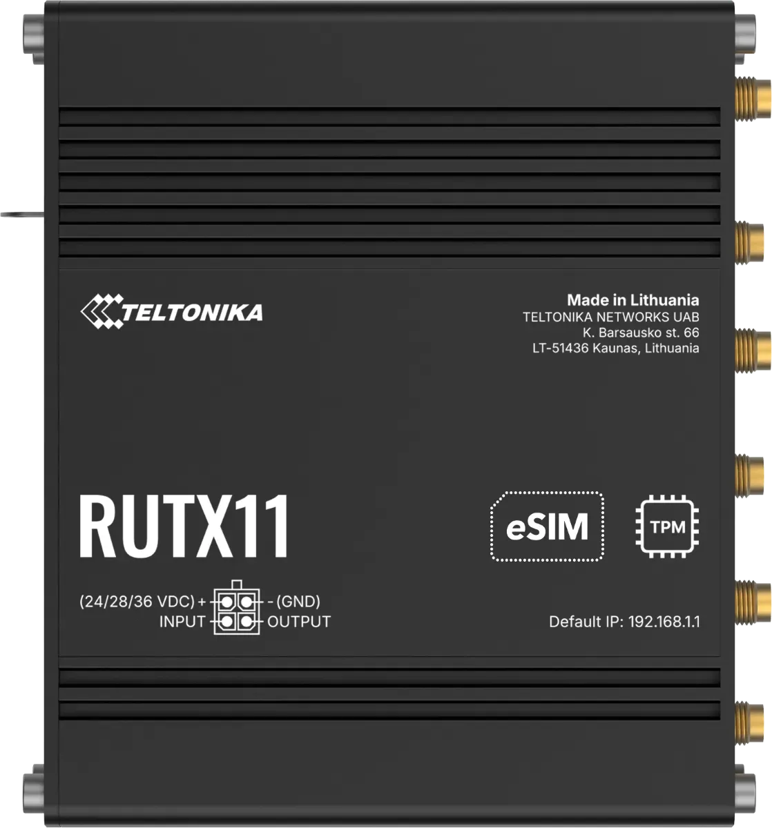 Teltonika · Router · RUTX11 · LTE CAT6 Router WLAN, Dual Band WiFi (Wave-2 802.11ac), 4x Gigabit LAN Port, Bluetooth, 2 SIM, USB, GNSS, M2M Teltonika · Router · RUTX11 · LTE CAT6 Router WLAN, Dual Band WiFi (Wave-2 802.11ac), 4x Gigabit LAN Port, Bluetooth, 2 SIM, USB, GNSS, M2M