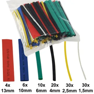 Schrumpfschlauch-Sortiment, 100-teilig in Sortimentstüte, bunt Schrumpfschlauch-Sortiment, 100-teilig in Sortimentstüte, bunt