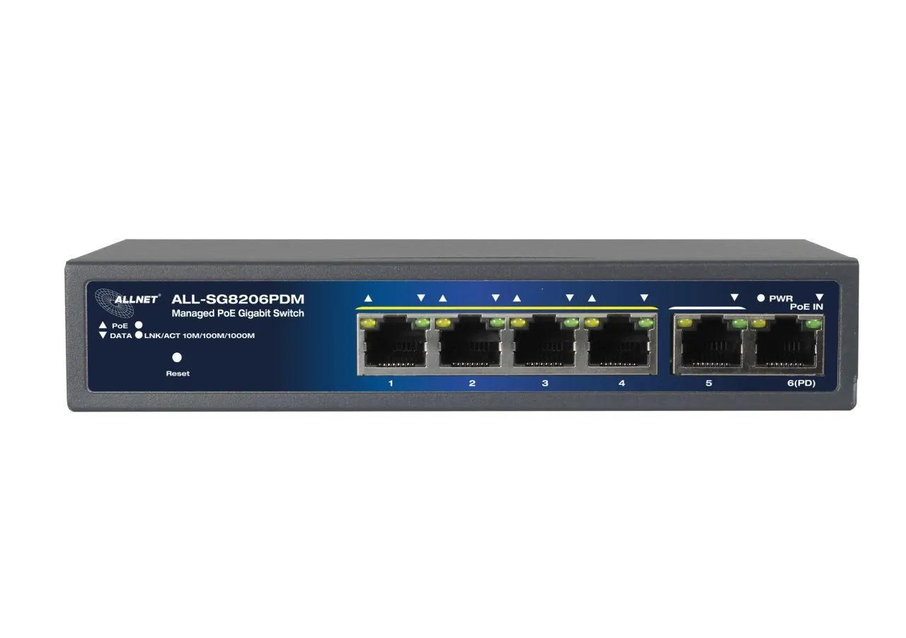 ALLNET Switch smart managed 6 Port Gigabit 95W / 4x PoE / 1x Gigabit / 1x PoE 90W BT In / "ALL-SG8206PDM" – Bild 3