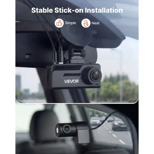 VEVOR 4K Dashcam Auto Vorne und Hinten, 1080p Dual-Autokamera mit Integriertem GPS G-Sensor und Speicherkarte (32 GB) 3,18 Zoll Bildschirm 129° + 125° Weitwinkel Loop-Aufnahme Parkmodus, Schwarz – Bild 5
