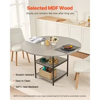VEVOR runder Esstisch Küchentisch Holztisch (120 cm / 136,1 kg belastbar) für 4-6 Personen, moderne Freizeittische mit Ablage und Metallbeinen, für Küche zu Hause Wohnzimmer, Grau (nur Tisch) VEVOR runder Esstisch Küchentisch Holztisch (120 cm / 136,1 kg belastbar) für 4-6 Personen, moderne Freizeittische mit Ablage und Metallbeinen, für Küche zu Hause Wohnzimmer, Grau (nur Tisch)