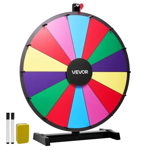 VEVOR Glücksrad Drehrad (61 cm) 14 Slots Glücksrad mit Ständer, Lotteriespiele Gewinn-Roulette mit Tafelschwamm & 2 Markern, 6 Farben, Spinning Prize Wheel ideal für Party Kneipe Messe VEVOR Glücksrad Drehrad (61 cm) 14 Slots Glücksrad mit Ständer, Lotteriespiele Gewinn-Roulette mit Tafelschwamm & 2 Markern, 6 Farben, Spinning Prize Wheel ideal für Party Kneipe Messe
