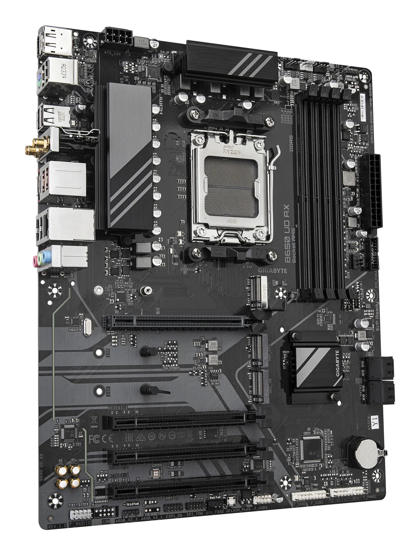 GIGABYTE B650 UD AX Motherboard - Unterstützt AMD Ryzen 9000 Serie CPUs, 6+2+2 Phasen VRM, bis zu 7600MHz DDR5 (OC), 1x PCIe 5.0 + 2x PCIe 4.0 M.2, GbE LAN, Wi-Fi 6, USB 3.2 Gen 2 – Bild 3
