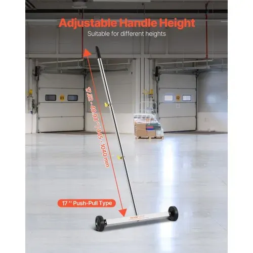 VEVOR Magnetkehrer Magnetkehrmaschine mit Rädern 43 cm, 4,5 kg Tragkraft, Magnetbesen mit verstellbarem Griff, zum Aufheben von Nägeln und Schrauben, Reinigung für Garagen, Dachprojekte – Bild 2