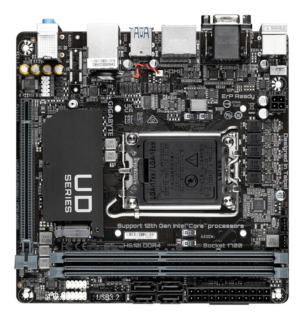 GIGABYTE H610I DDR4 Mainboard - Unterstützt Intel Core Prozessoren 14th CPUs, 4+1+1 Hybrid Digital VRM, up to 3200MHz DDR4, 1xPCIe 3.0 M.2, GbE LAN, USB 3.2 Gen 1 – Bild 3