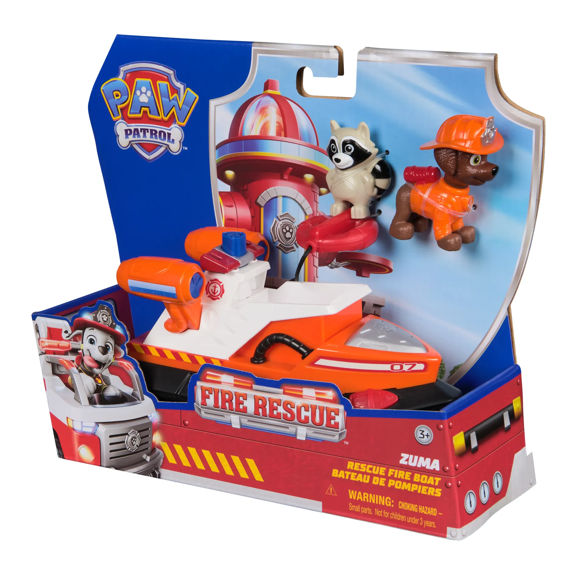 PAW Patrol Fire Rescue - Zumas Rettungsboot mit Zuma Hundefigur und Waschbärenfigur – Bild 2