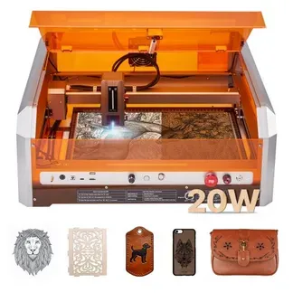VEVOR Lasergravierer, 20 W, Lasergravur- & Schneidemaschine mit Gehäusekamera, Laserschneider, 400×400 mm Arbeitsbereich, 30000 mm/min, für Holz, Leder, Glas, Papier, bestimmte Metalle, Klasse 1 VEVOR Lasergravierer, 20 W, Lasergravur- & Schneidemaschine mit Gehäusekamera, Laserschneider, 400×400 mm Arbeitsbereich, 30000 mm/min, für Holz, Leder, Glas, Papier, bestimmte Metalle, Klasse 1