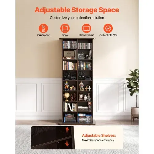 VEVOR Medienregal, 8-lagiges CD-Regal, 559x222x1295 mm, Multimedia-Aufbewahrung für CDs, DVDs, Bücher & Spiele, Raumteiler Schrank mit 16 Fächern für Wohnzimmer, Homeoffice, Aufnahmeraum VEVOR Medienregal, 8-lagiges CD-Regal, 559x222x1295 mm, Multimedia-Aufbewahrung für CDs, DVDs, Bücher & Spiele, Raumteiler Schrank mit 16 Fächern für Wohnzimmer, Homeoffice, Aufnahmeraum