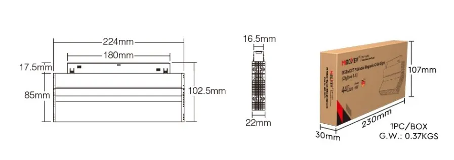 MiBoxer MG5-06F-ZL LED 48V Track Grille Light Foldable 6W RGB+CCT Zigbee 3.0 + 2,4G – Bild 2