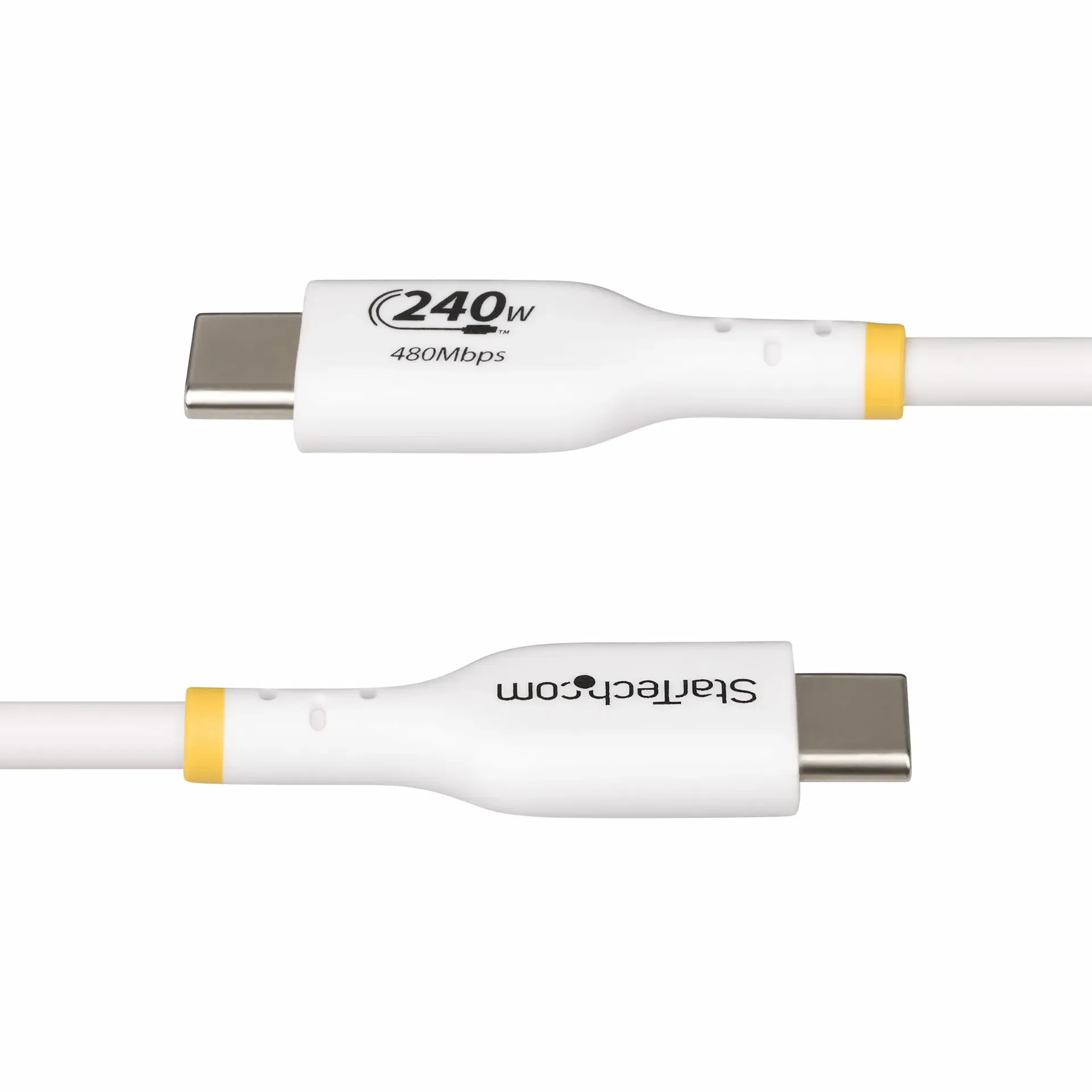 StarTech.com 1m USB-C-Ladekabel, Laden und Synchronisieren, 240W (5A) Power Delivery EPR, USB 2.0 Laptop-Ladekabel, USB-IF-zertifiziert, TPE-Mantel, Weiß - USB C Ladekabel – Bild 4