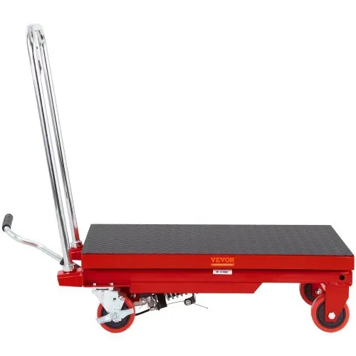 VEVOR Scherenhubtisch hydraulisch 230 kg Tragfähigkeit Hubtischwagen 220–720 mm Hubbereich Hubtisch Werkstatt 700 x 450 mm Plattform Scherenhubwagen Einzelschere Rot Fabriken Lagerhäuser Supermärk – Bild 9