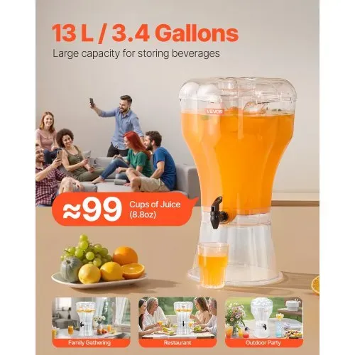 VEVOR Getränkespender (13 L) für Partys, Saftspender aus Kunststoff mit tropfsicherem Zapfhahn Wasserspender für Restaurants Hotels Partys, Limonade Eistee selbstgemachte Getränke Spender VEVOR Getränkespender (13 L) für Partys, Saftspender aus Kunststoff mit tropfsicherem Zapfhahn Wasserspender für Restaurants Hotels Partys, Limonade Eistee selbstgemachte Getränke Spender