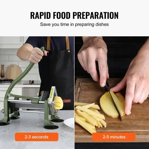 VEVOR Pommes-Frites-Schneider, Kartoffelschneider mit 1/2 Zoll Edelstahlklingen, manueller Kartoffelzerkleinerer mit Saugnäpfen & grünem Griff, ideal für Kartoffeln Pommes Frites Gurken Gemüse – Bild 3