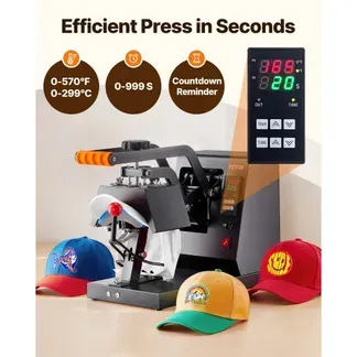 VEVOR Hut-Heizpresse, 4 in 1 Kappen-Wärmepresse, 15,2×7,6 cm Klappschalen-Sublimationsübertragung, LCD-Digital-Timer-Temperaturregelung mit 4 gebogenen Heizelementen (6×3/6,7×2,7/6,7×2,7×2,7 cm) VEVOR Hut-Heizpresse, 4 in 1 Kappen-Wärmepresse, 15,2×7,6 cm Klappschalen-Sublimationsübertragung, LCD-Digital-Timer-Temperaturregelung mit 4 gebogenen Heizelementen (6×3/6,7×2,7/6,7×2,7×2,7 cm)