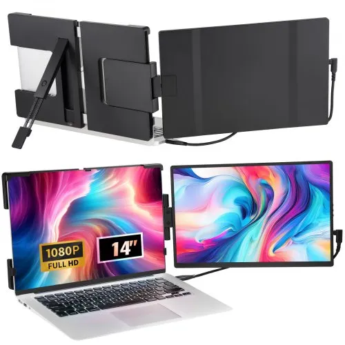 VEVOR 14-Zoll-Laptop-Bildschirm-Extender, tragbarer Full HD 1080P-Monitor für 13-17-Zoll-Laptops, Laptop-Monitor-Extender USB-C- und Mini-HDMI-Anschluss, kompatibel mit Mac, Wins, Android, Switch, PS4 VEVOR 14-Zoll-Laptop-Bildschirm-Extender, tragbarer Full HD 1080P-Monitor für 13-17-Zoll-Laptops, Laptop-Monitor-Extender USB-C- und Mini-HDMI-Anschluss, kompatibel mit Mac, Wins, Android, Switch, PS4