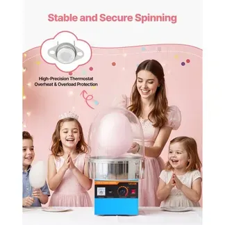 VEVOR Elektrische Zuckerwattemaschine 1000 W, Zuckerwattenmacher mit Deckel & Edelstahlschüssel & Zuckerlöffel, Ideal für Karneval Geburtstage Familienfeiern, Professionelles Zuckerwattegerät Blau VEVOR Elektrische Zuckerwattemaschine 1000 W, Zuckerwattenmacher mit Deckel & Edelstahlschüssel & Zuckerlöffel, Ideal für Karneval Geburtstage Familienfeiern, Professionelles Zuckerwattegerät Blau