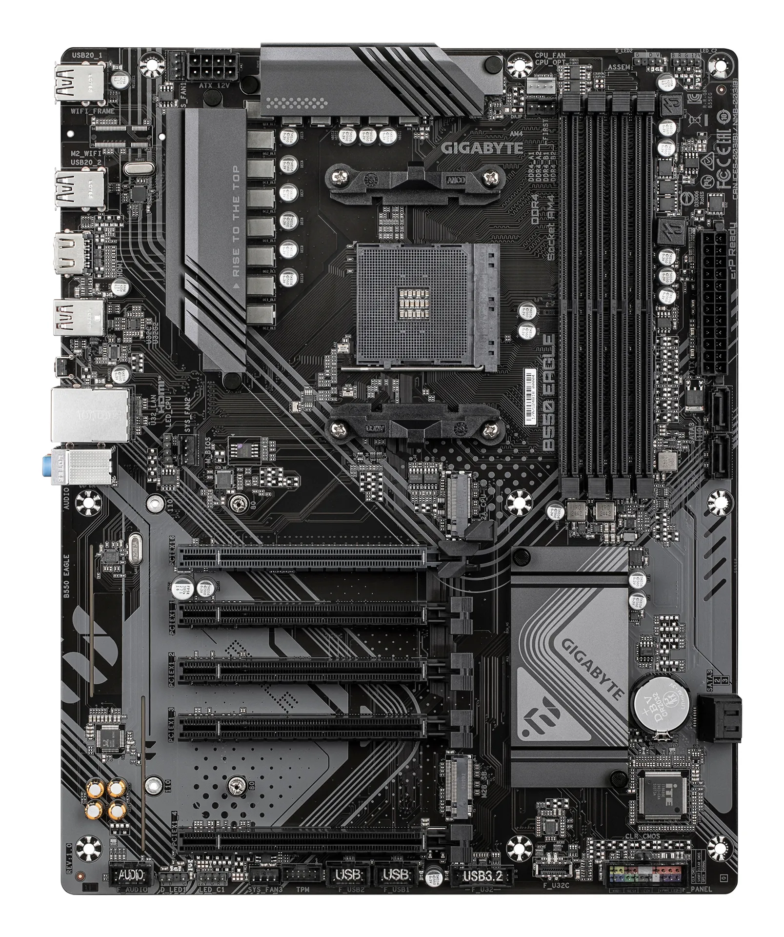 GIGABYTE B550 EAGLE Mainboard – AMD Ryzen 5000 G-Serie CPUs, 10+3+1 Phasen VRM, bis zu 3200 MHz DDR4, 1xPCIe 4.0 + 1xPCIe 3.0 M.2, 1GbE LAN, USB 3.2 Gen 2 – Bild 2