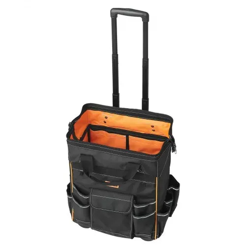 VEVOR Werkzeugtasche mit Rollen, 50 kg Tragkraft, 25 Taschen, Arbeitsrucksack, verstellbarer Teleskopgriff & stabiler Standfuß, Werkzeugtaschen-Organizer für Bau, Mechanik, 390x290x420 mm – Bild 10