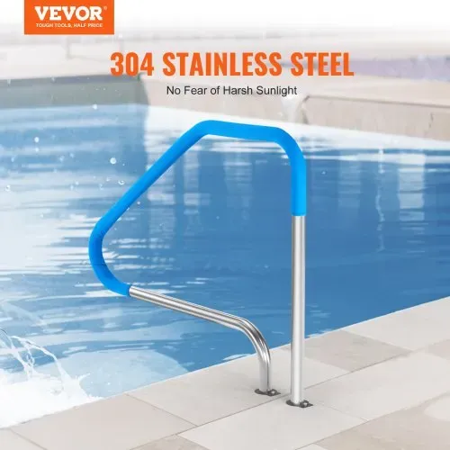 VEVOR Pool Handlauf, 1165 x 42 x 935 mm Griffbogen, Edelstahl (vorgefertigt) für Innen-/Außenpools, Pooleinstieg, rostfreier Haltegriff mit blauer Griffabdeckung & Zubehör für Spas, Einstieghilfe VEVOR Pool Handlauf, 1165 x 42 x 935 mm Griffbogen, Edelstahl (vorgefertigt) für Innen-/Außenpools, Pooleinstieg, rostfreier Haltegriff mit blauer Griffabdeckung & Zubehör für Spas, Einstieghilfe