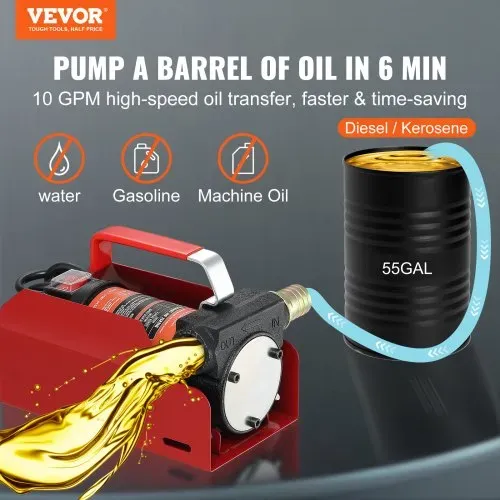 VEVOR Dieselpumpe, 155 W Kraftstoffpumpe Absaugpumpe, 1/4 PS Heizölpumpe 12 V 8 m Förderhöhe 3 m Saughöhe Selbstansaugend Automatik-Zapfpistole 4 m Auslassschlauch für Diesel Kerosin Transformatoröl VEVOR Dieselpumpe, 155 W Kraftstoffpumpe Absaugpumpe, 1/4 PS Heizölpumpe 12 V 8 m Förderhöhe 3 m Saughöhe Selbstansaugend Automatik-Zapfpistole 4 m Auslassschlauch für Diesel Kerosin Transformatoröl