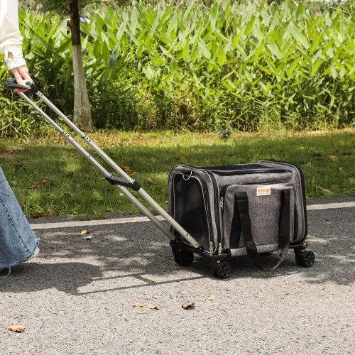 VEVOR Hundetrolley Faltbarer Hunderucksack Max.11,3kg Tragfähigkeit Transporttasche aus 600D Oxford-Stoff Hundewagen mit 4 Rädern Aufbewahrungstaschen Haustier Trolley Ideal für Autoreisen Ausflüge – Bild 7