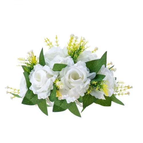 VEVOR Kunstblumen 10 Stück, Blumenkugel-Arrangement-Bouquet, 240 x 240 x 120 mm, Hochzeitsrosen-Tischdekoration, Seidenrosen für Hochzeits-Tisch-& Heimtischdekorationen, weiß – Bild 10