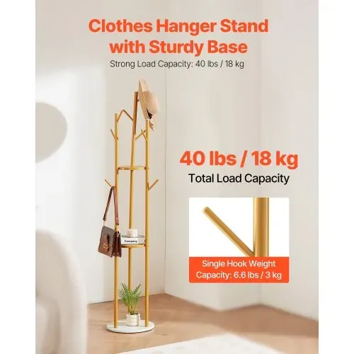 VEVOR Garderobenständer 340x340x1700 mm, Kleiderständer mit Quarzsteinsockel & 9 Haken, Jackenständer Baumform für Eingangsbereich, Büro, Wohnzimmer, Kleiderbügel für Mantel, Hut, Schal, Tasche VEVOR Garderobenständer 340x340x1700 mm, Kleiderständer mit Quarzsteinsockel & 9 Haken, Jackenständer Baumform für Eingangsbereich, Büro, Wohnzimmer, Kleiderbügel für Mantel, Hut, Schal, Tasche