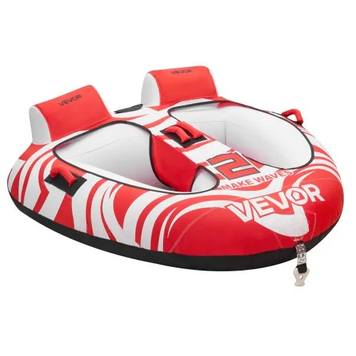 VEVOR Towable Tube für Boote, Wassersport-Schleppreifen für 2 Personen, bis 154 kg Tragfähigkeit, mit Kompletter Nylonabdeckung, Gepolsterten Griffen und Sicherheitsventil, für Seen und Flüsse, Rot VEVOR Towable Tube für Boote, Wassersport-Schleppreifen für 2 Personen, bis 154 kg Tragfähigkeit, mit Kompletter Nylonabdeckung, Gepolsterten Griffen und Sicherheitsventil, für Seen und Flüsse, Rot