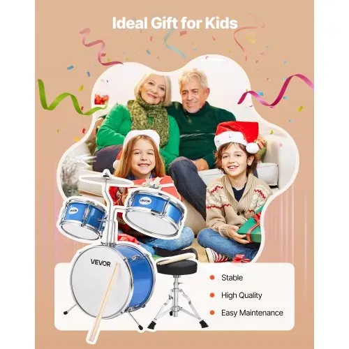 VEVOR Schlagzeugset, 3-teilig, Anfänger Drum Kit, inkl. 35,6 cm Basstrommel, 20,3 cm Tom-Tom, 25,4 cm Snare-Drum, verstellbare Drumsticks, Musik-Lernset, für Kinder von 6–13 Jahren, blau – Bild 6