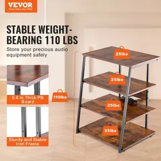 VEVOR 4-stufiger Medienständer mit Steckdosenleisten, Holz Medienständer mit LED-Leuchten, Audio Komponentenschrank, StereoKomponenten Rackschrank, höhenverstellbarer Medienaufbewahrungsschrank VEVOR 4-stufiger Medienständer mit Steckdosenleisten, Holz Medienständer mit LED-Leuchten, Audio Komponentenschrank, StereoKomponenten Rackschrank, höhenverstellbarer Medienaufbewahrungsschrank
