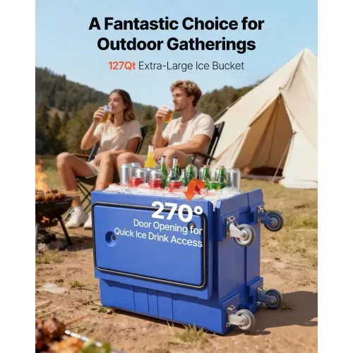 VEVOR Isolierter Speisenbehälterträger Warmhaltebox für Gastronomie 120 L, Speisenbehälter mit Doppelschnallen & Griffen, Speisenbehälterträger Lebensmitteltransportbox für Restaurant Kantine blau – Bild 5