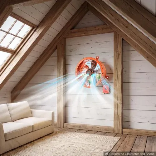 VEVOR Giebellüfter 30,5cm Dachbodenlüfter Solarbetrieben 1529,1m³/h Orange, 3-in-1 Belüftung Kühlung & Entfeuchtung für Dachboden Gewächshaus & Lager, Stahlgehäuse, mit Thermostat & 35W Solarpannel – Bild 7