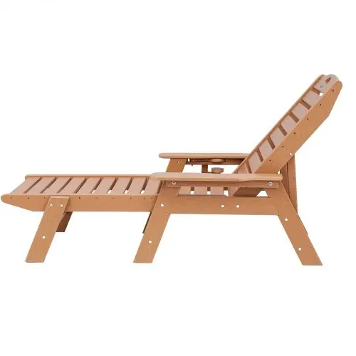 VEVOR Sonnenliege, 181kg Tragkraft, HDPE Gartenliege, Strandliege mit 6-fach verstellbarer Rückenlehne, Armlehne, Getränkehalter, Balkonliege, Terrassenliege für Pool, Terrasse, Patio, Rasen, Braun – Bild 8