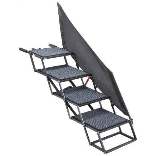 VEVOR Hundetreppe Auto Klappbar 4-Stufig, Extra Breite Hunderampe für Große Hunde mit Rutschfester Oberfläche, Einstiegshilfe für Auto, SUV, LKW, Hochbett, Sofa, Klapptreppe Tragkraft bis 180 kg – Bild 8