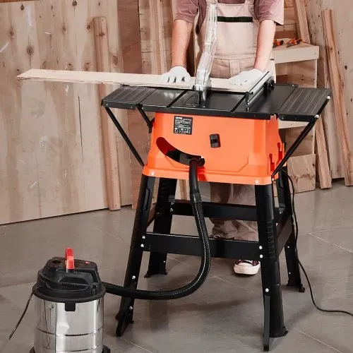 VEVOR Tischkreissäge mit Ständer, 254 mm, 1800 W Baukreissäge, 200 mm max. Schnittkapazität, 4800 U/min Schnittgeschwindigkeit, mit 24-Zahn-Sägeblatt, Gehrungssäge für Holzbearbeitung und Möbelbau – Bild 7