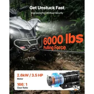 VEVOR Elektrische Seilwinde 2721 kg, 12V Motorwinde mit Φ6,35 mm x 15 m Synthetikseil, Kabelloser & Kabelgebundener Fernbedienung, Elektrowinde zum Abschleppen von ATVs, UTVs & Offroad-Fahrzeugen VEVOR Elektrische Seilwinde 2721 kg, 12V Motorwinde mit Φ6,35 mm x 15 m Synthetikseil, Kabelloser & Kabelgebundener Fernbedienung, Elektrowinde zum Abschleppen von ATVs, UTVs & Offroad-Fahrzeugen