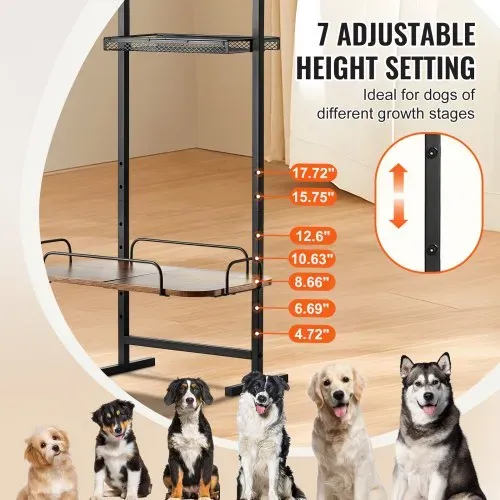VEVOR Futterstation 500 x 198 x 1450 mm, erhöhte Hundenäpfe, erhöhter Ständer für Hundenapf, Fressnapf, Hundenapfständer, Napfhalter höhenverstellbar, Hundebar für große, mittelgroße & kleine Hunde – Bild 2